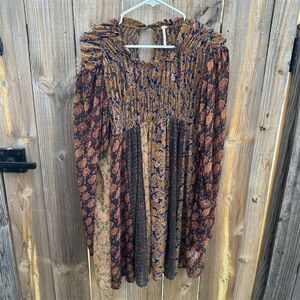 Free People Women's Floral Tunic Blouse Multicolor Size M Boho Style